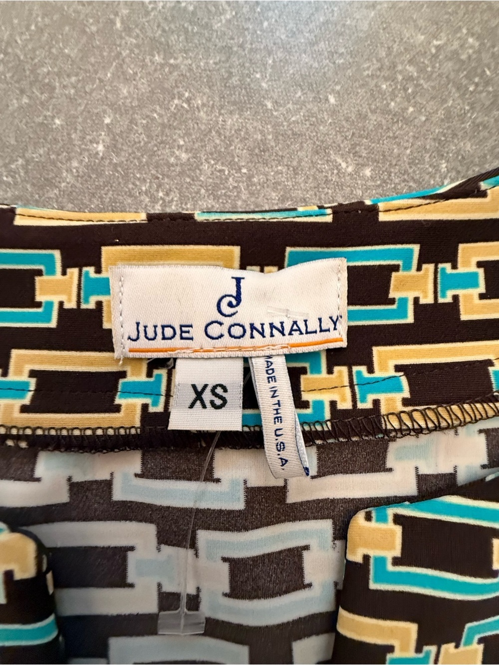 Jude Connally Jude Cloth Geometric Chain Print Brown Teal Cream Chris Top XS - Picture 8 of 9